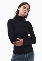 Bayan Siyah Pamuklu Uzun Kollu Roll Neck