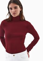 Bayan Bordo Pamuklu Uzun Kollu Roll Neck
