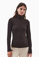 Bayan Kahverengi Pamuklu Uzun Kollu Roll Neck