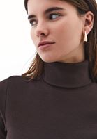 Bayan Kahverengi Pamuklu Uzun Kollu Roll Neck
