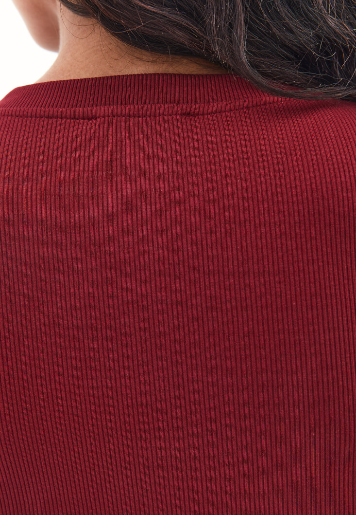 Women Bordeaux Snap-Detail T-Shirt