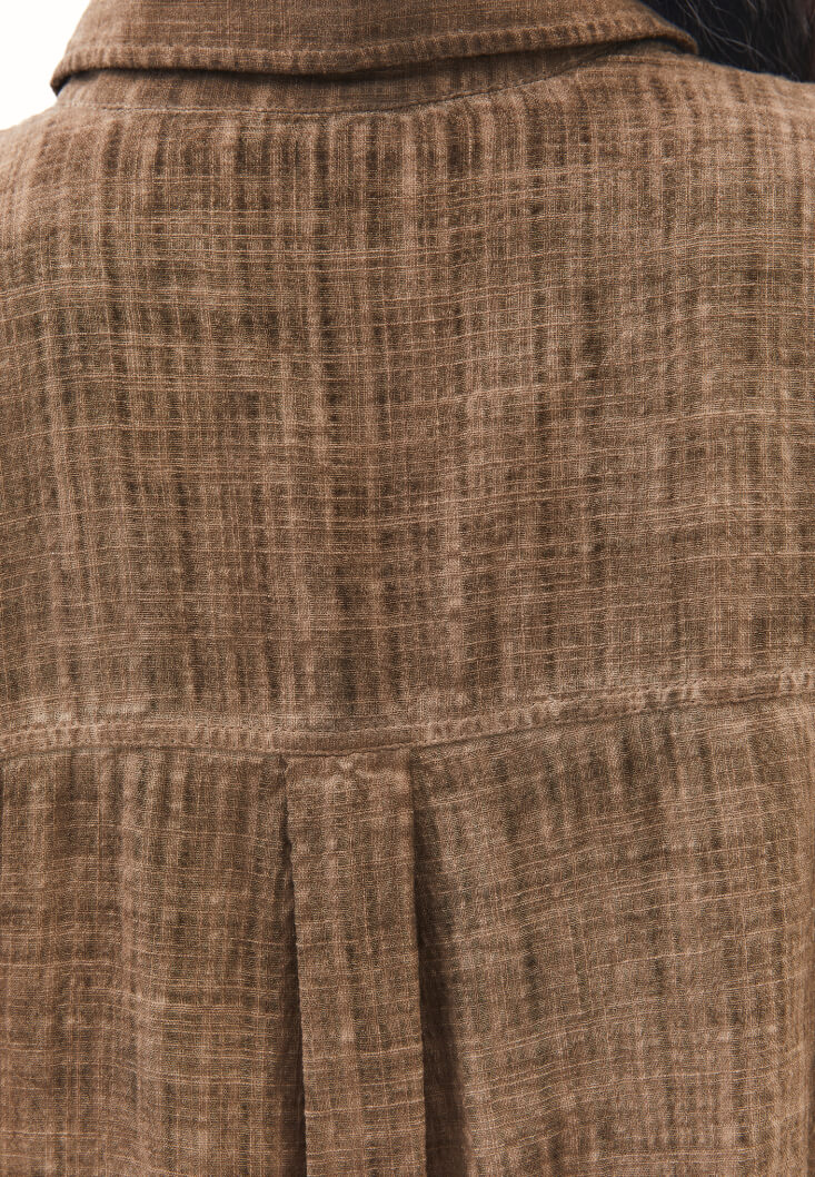 Women Brown Washed Oversized Pocket Shirt