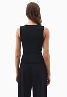 Women Black Lace Detail Ruched Tank Top