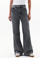 Bayan Gri Yüksek Bel Wide-Leg Pantolon