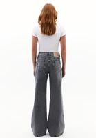 Bayan Gri Yüksek Bel Wide-Leg Pantolon