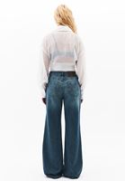 Bayan Mavi Yüksek Bel Wide-Leg Pantolon