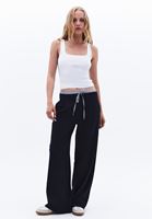 Bayan Lacivert Orta Bel Straight-Fit Pantolon