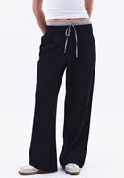 Bayan Lacivert Orta Bel Straight-Fit Pantolon