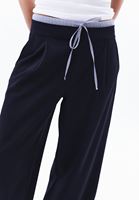 Bayan Lacivert Orta Bel Straight-Fit Pantolon