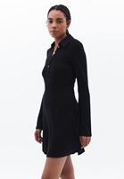Bayan Siyah Polo Yaka Mini Elbise