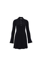Bayan Siyah Polo Yaka Mini Elbise
