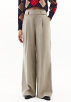 Bayan Bej Ultra Yüksek Bel Wide-Leg Pantolon