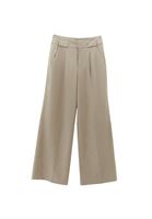 Bayan Bej Ultra Yüksek Bel Wide-Leg Pantolon