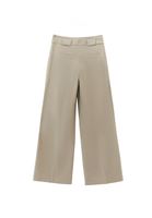 Bayan Bej Ultra Yüksek Bel Wide-Leg Pantolon
