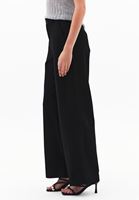 Bayan Siyah Orta Bel Straight-Fit Pantolon