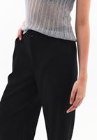 Bayan Siyah Orta Bel Straight-Fit Pantolon