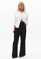 Bayan Siyah Yüksek Bel Wide-Leg Pantolon
