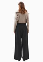 Bayan Siyah Yüksek Bel Wide-Leg Pantolon