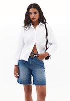 Bayan Beyaz Loose-Fit Poplin Gömlek