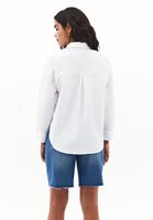 Bayan Beyaz Loose-Fit Poplin Gömlek
