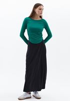Women Green Boat Neck Ruffled T-Shirt