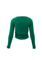 Women Green Boat Neck Ruffled T-Shirt