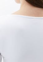 Women White Boat Neck Ruffled T-Shirt
