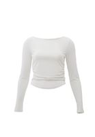 Women White Boat Neck Ruffled T-Shirt