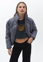Bayan Gri Loose-Fit Kapitoneli Mont