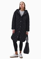 Women Black Loose-Fit Quilted Jacket