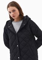 Women Black Loose-Fit Quilted Jacket