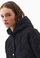 Women Black Loose-Fit Quilted Jacket