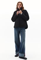 Women Black Quilted Loose-Fit Jacket