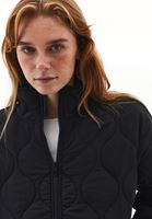Women Black Quilted Loose-Fit Jacket