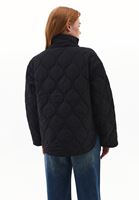 Women Black Quilted Loose-Fit Jacket