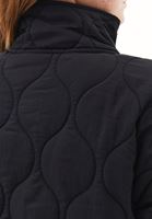Women Black Quilted Loose-Fit Jacket