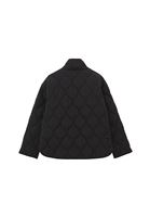 Women Black Quilted Loose-Fit Jacket