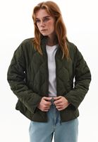Women Khaki Quilted Loose-Fit Jacket