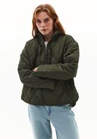 Women Khaki Quilted Loose-Fit Jacket