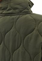 Women Khaki Quilted Loose-Fit Jacket