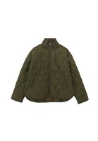 Women Khaki Quilted Loose-Fit Jacket