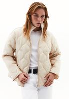 Women Beige Quilted Loose-Fit Jacket