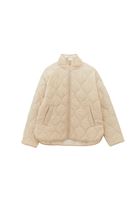 Women Beige Quilted Loose-Fit Jacket