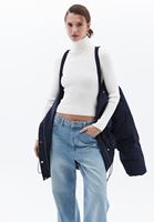 Women Navy Quilted Puff Coat