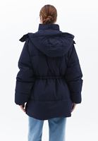 Women Navy Quilted Puff Coat