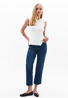 Bayan Mavi Yüksek Bel Straight-Fit Pantolon
