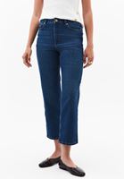 Bayan Mavi Yüksek Bel Straight-Fit Pantolon