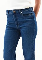 Bayan Mavi Yüksek Bel Straight-Fit Pantolon