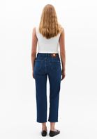 Bayan Mavi Yüksek Bel Straight-Fit Pantolon