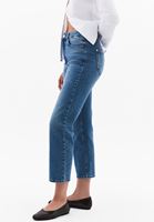 Bayan Mavi Yüksek Bel Straight-Fit Pantolon